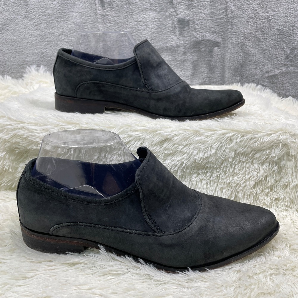 FREE PEOPLE Brady Slip On Loafers Leather Low Shoes Womens 38.5/39 Gray READ‎